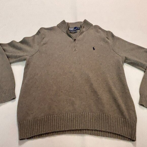 Polo Ralph Lauren Other - ~~Polo Ralph Lauren Sweater Men’s XL Brown 1/4 Zip BLUE Pony